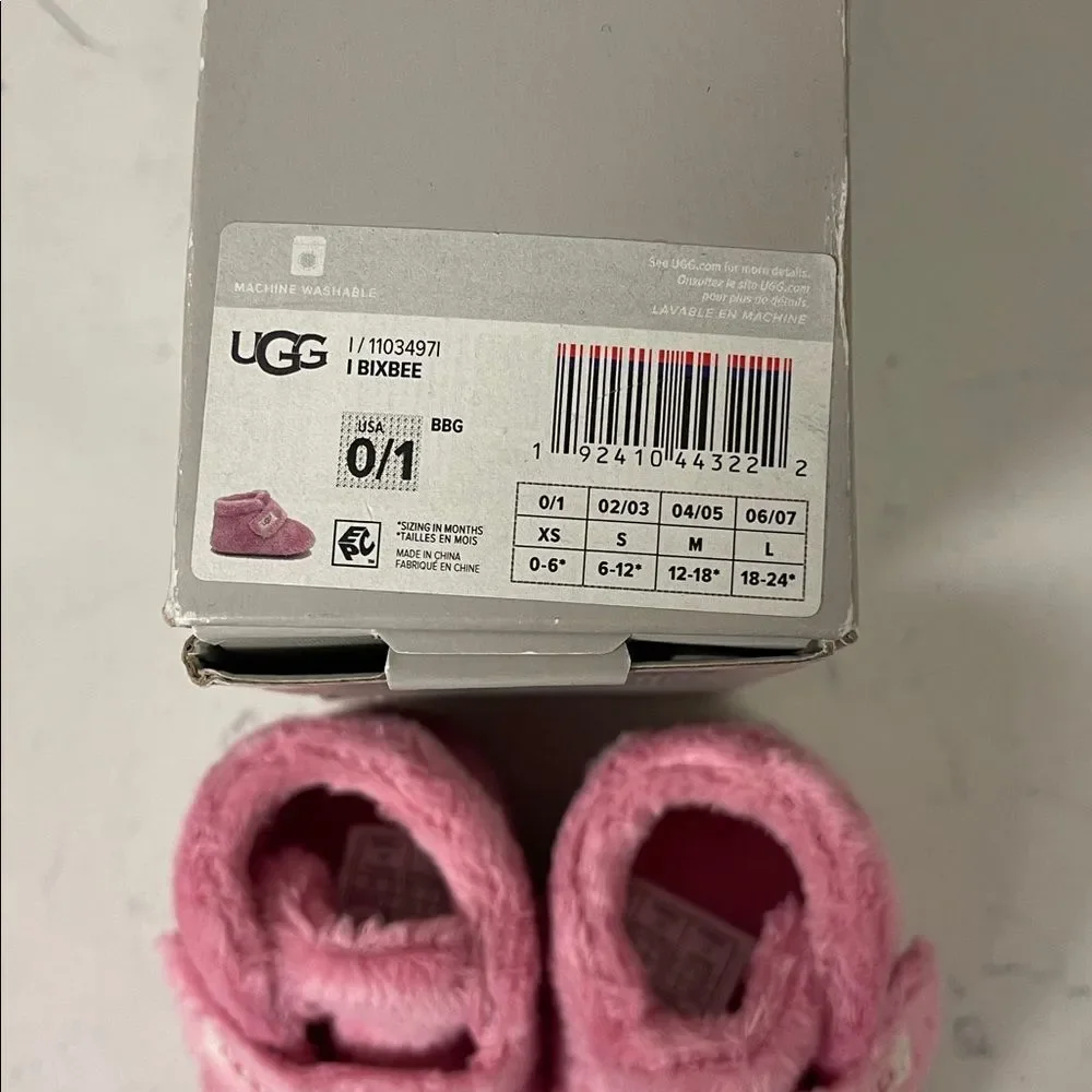 UGG Bixbee Bootie Fuzzy Pink Bloom Baby Slippers Size 0/1